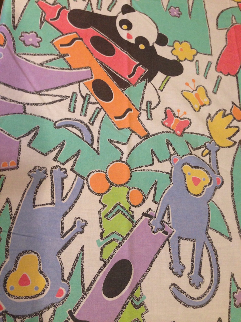 Animals Crayon Fabric Vintage Crayola Kids Favorite Colors Twin Flat Sheet