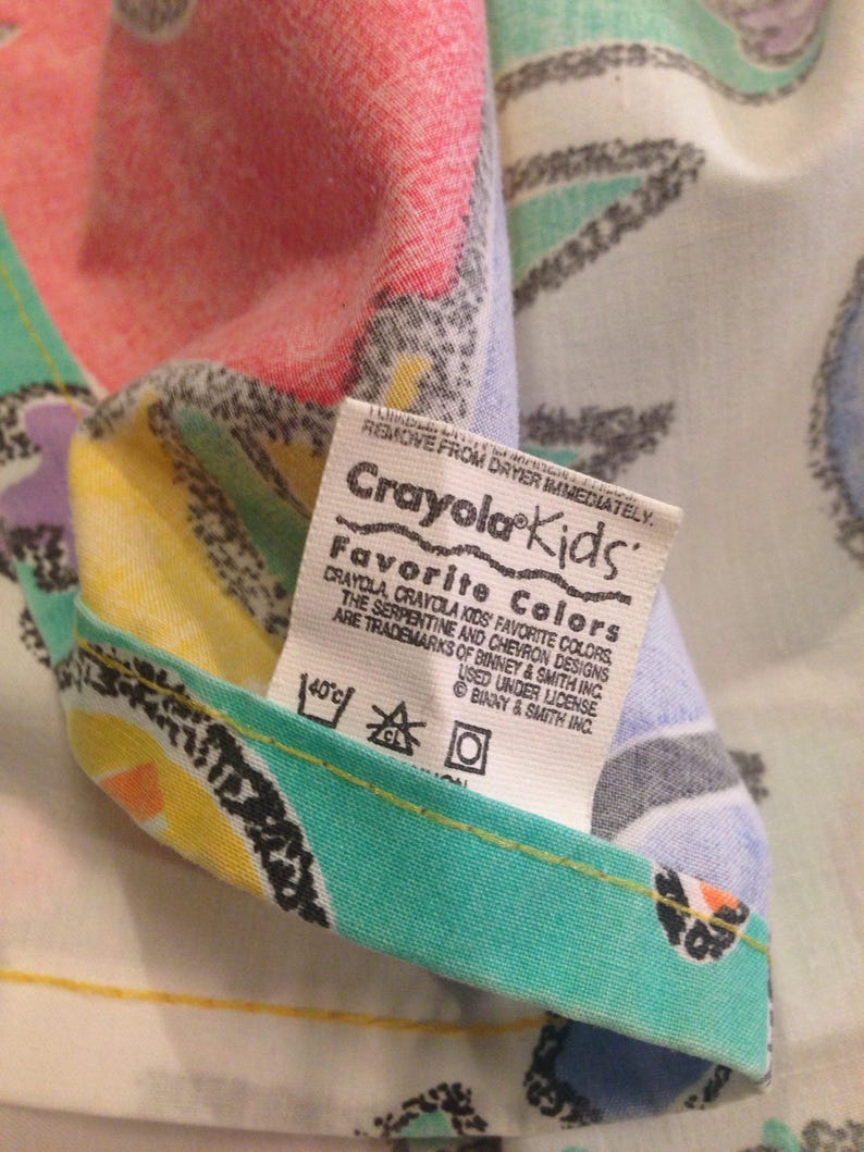 Animals Crayon Fabric Vintage Crayola Kids Favorite Colors Twin Flat Sheet