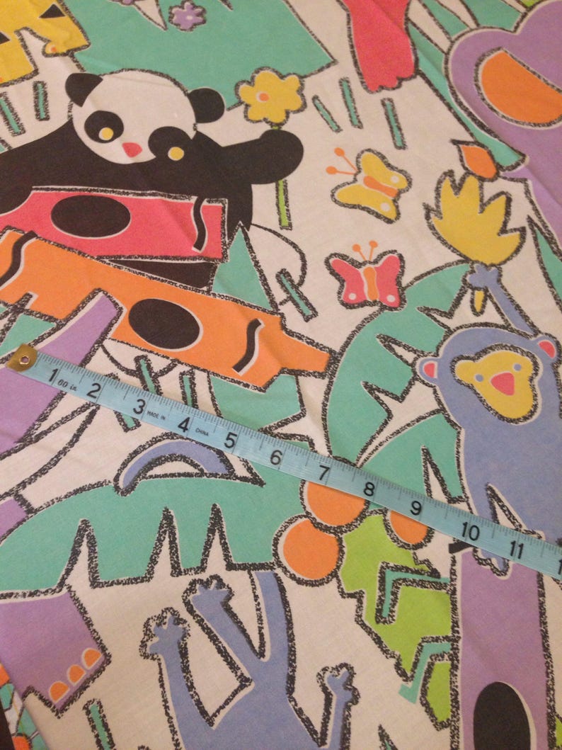 Animals Crayon Fabric Vintage Crayola Kids Favorite Colors Twin Flat Sheet