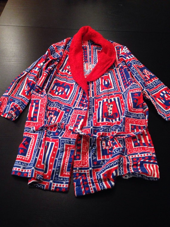 Vintage USA Patriotic America Childrens Robe - Bal