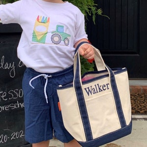 Kids Canvas Beach Bag Personalized Blue Beach Tote Tote Small Canvas Bags With Name Beach Trip Gifts Etsy UK