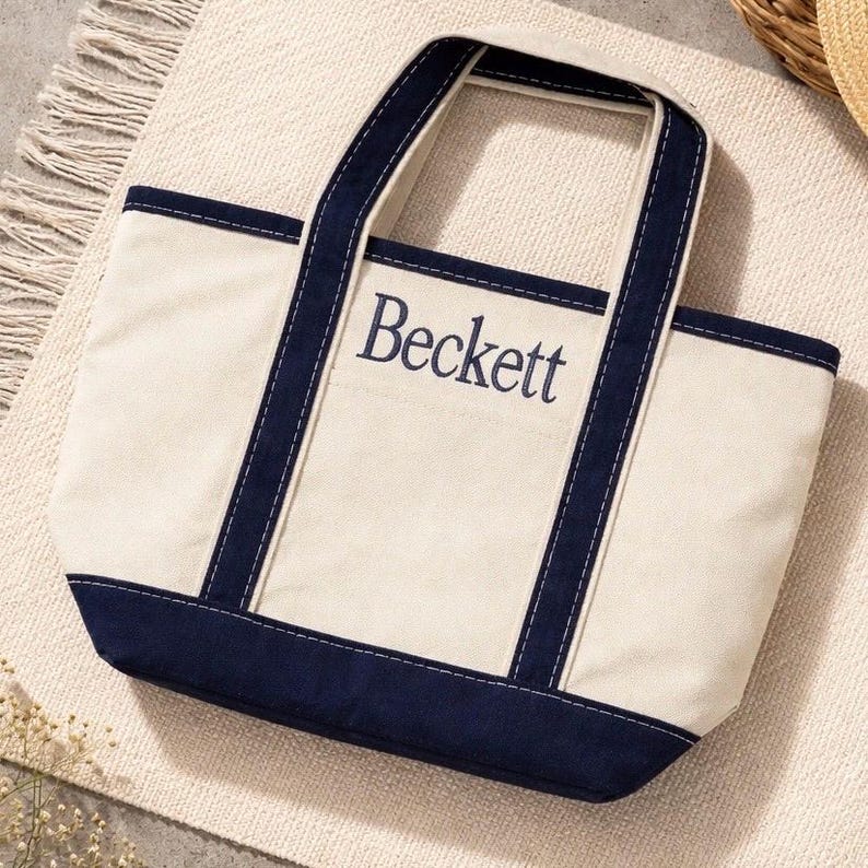 Personalized Boys Blue Canvas Tote Bag | Kids Beach, Preschool, Book Carrier image 18