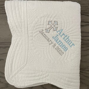 White Baby Quilt for Baby Baptism