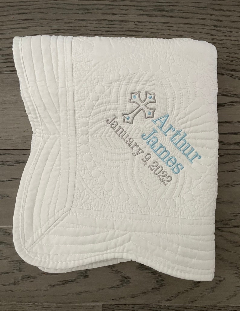 White Baby Quilt for Baby Baptism