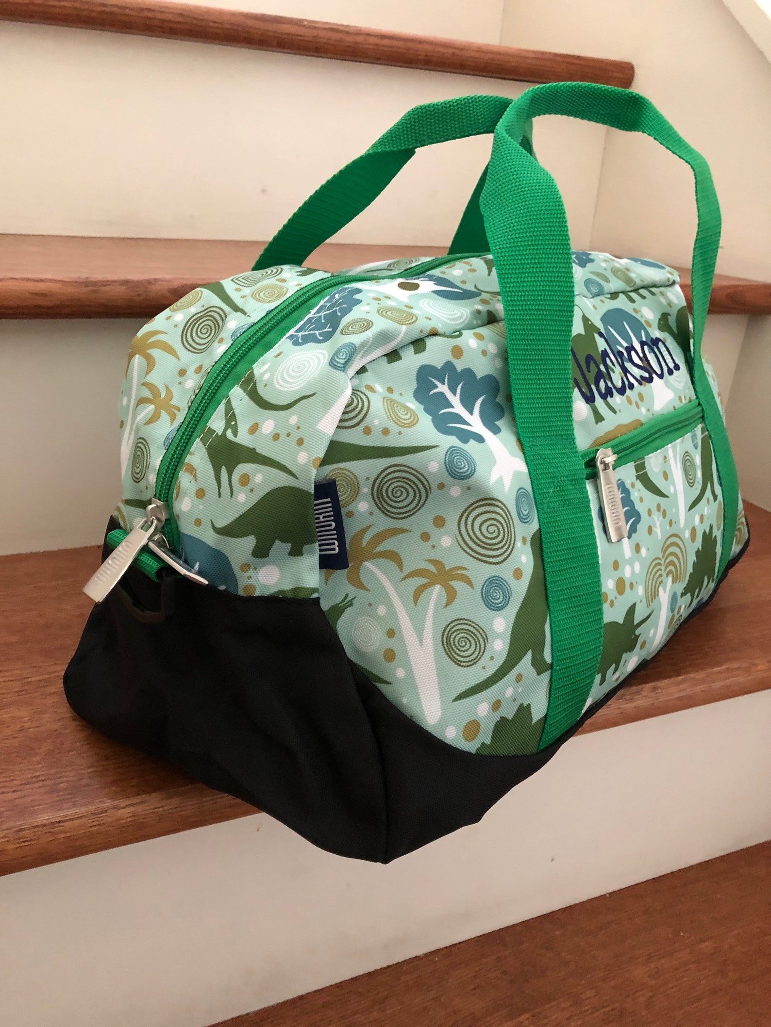 Boys Duffle Bag Green Dinosaur Baby Shower Gift Toddler Travel Etsy