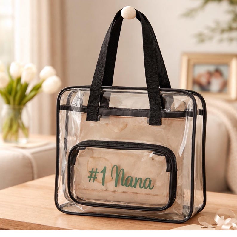 Personalized Clear Stadium Bag, Vinyl Monogram, Concert Travel Tote Bild 1