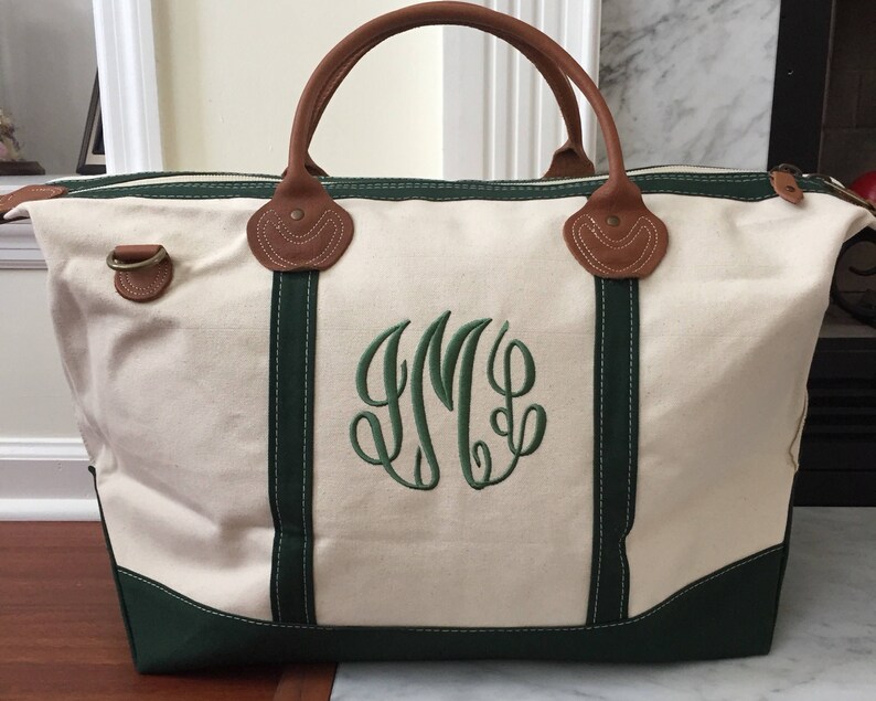 Womens Monogram Weekender Bag Canvas Overnight Travel Bag | Etsy