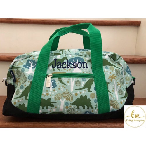 Boys Duffle Bag Green Dinosaur Baby 