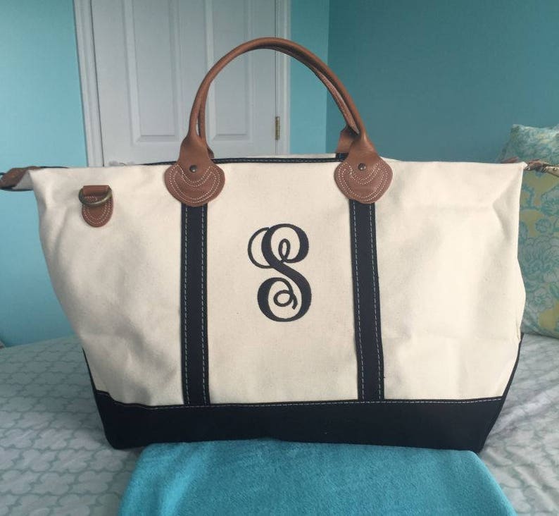 Womens Monogram Weekender Bag Canvas Overnight Travel Bag | Etsy