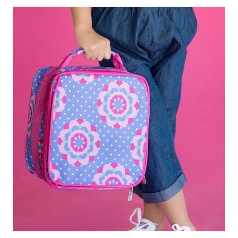 Bolsa de almuerzo floral personalizada para niños, lonchera con nombre bordado imagen 20