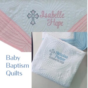 Manta bordada de recuerdo de bautizo, regalo de bautizo personalizado para bebé niño o niña. imagen 4