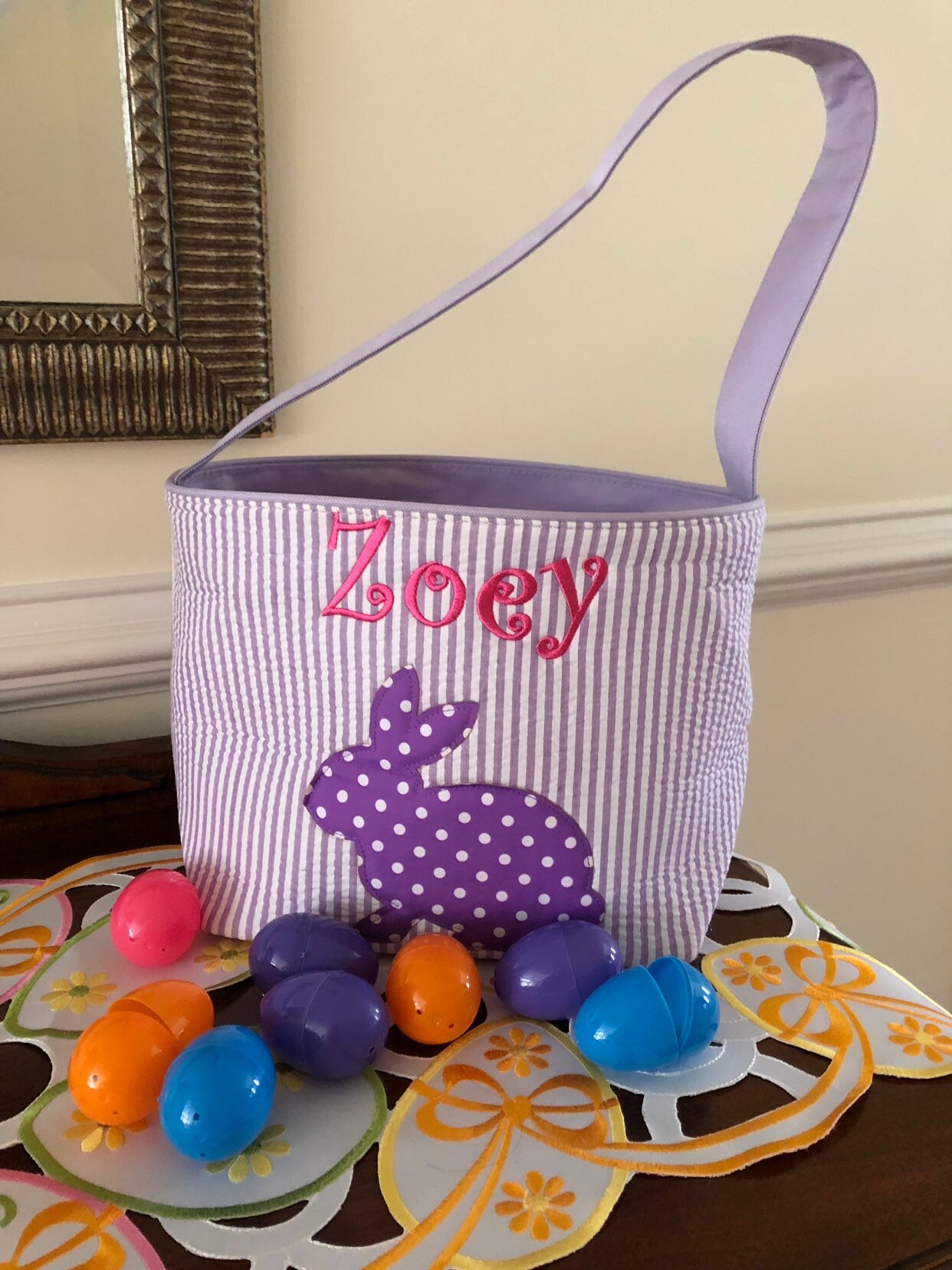 Seersucker Easter Basket Personalized Kids Easter Baskets Etsy