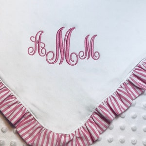 Minky fabric baby blanket with monogram