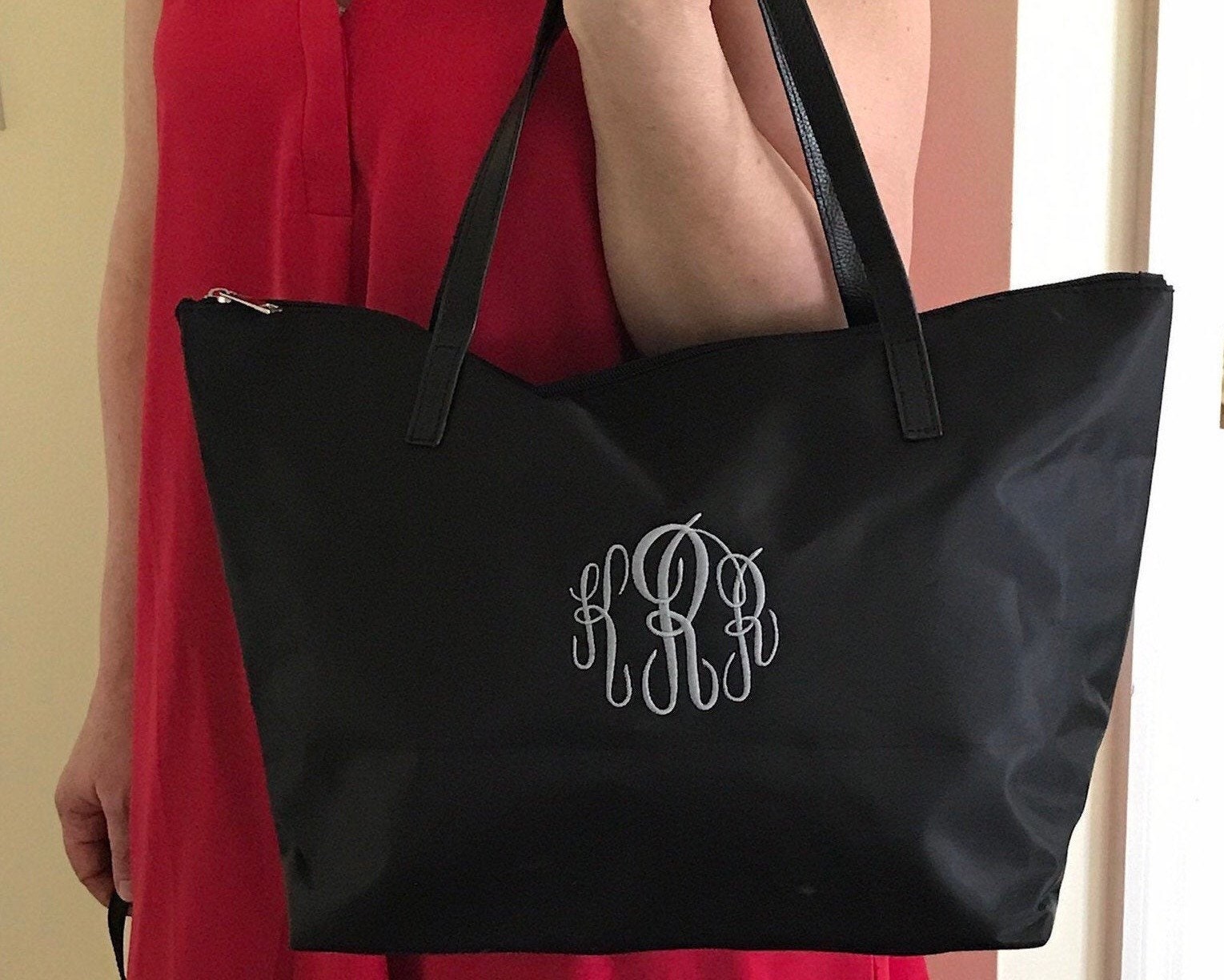 Monogram Tote Bag Personalized Tote Bag Womens Bag with Etsy