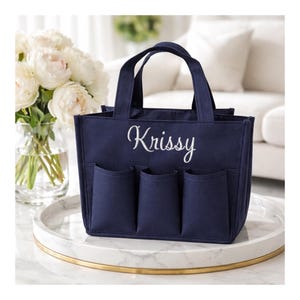 Canvas Shower Bag Personalized Tote Bathroom Storage Name Embrodiery Gifts College New Home
