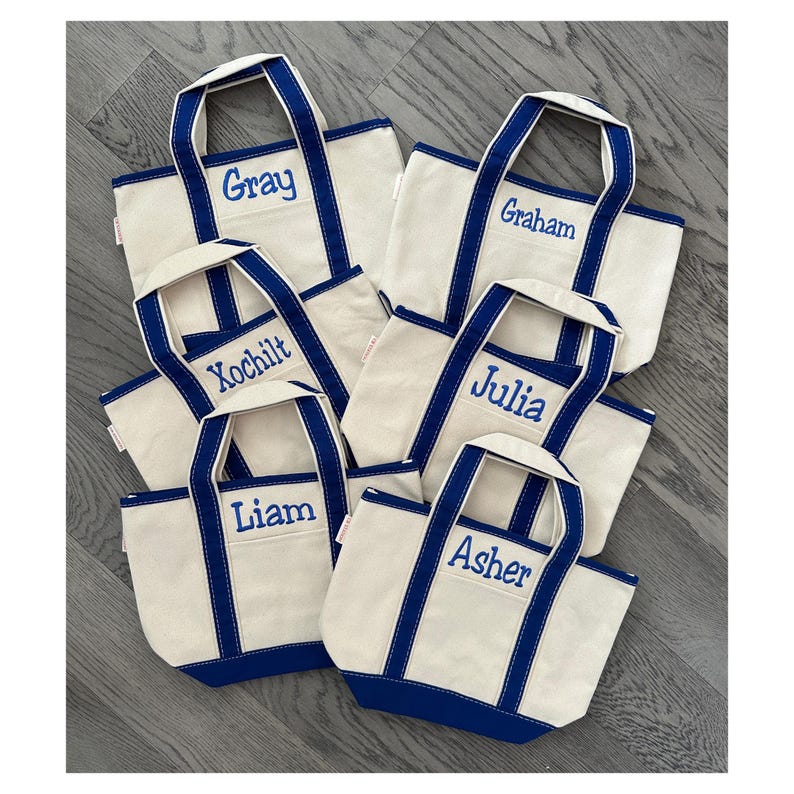 Personalized Boys Blue Canvas Tote Bag | Kids Beach, Preschool, Book Carrier image 14
