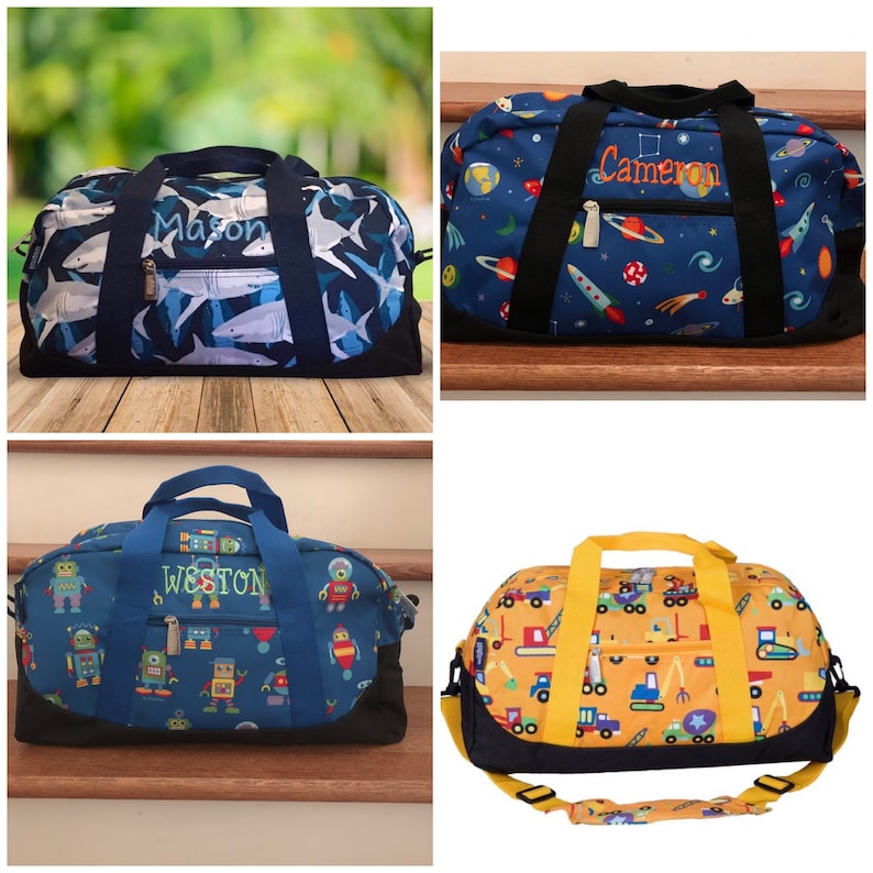 Boys Blue Luggage Monogrammed Kids Duffle Bag Boys Duffle Bag Etsy