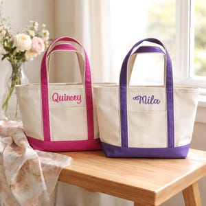 Personalized Kids Tote Bag Monogram Kids Gifts Canvas Bags Baby and Kids Monogrammed Bags Zipper Closure Options - Various Sizes and Colors Bild 17