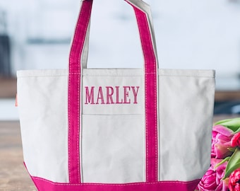 Monogram Tote Bag, Custom Personalized Canvas Design with Zipper Closure