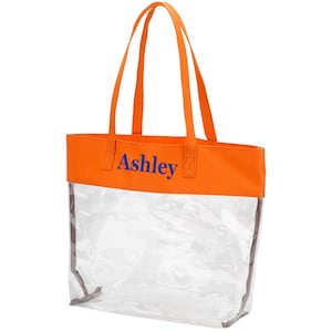 Monogrammed Clear Game Day Bag Clemson Orange Tote Bag Purple LSU Bags College Life Totes