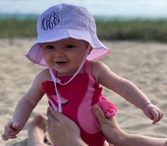 Wig stuk mooi Monogram Baby Sun Hat Beach Gifts Baby Girl - Etsy