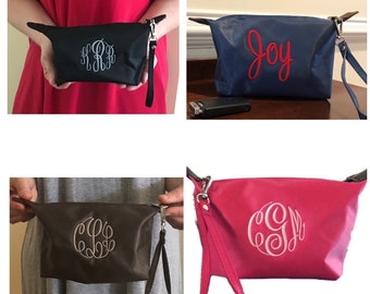 Small Travel Purse with Wristlet Strap Girls Gift Personalized Monogram Wristlet with InitialsVarious Colors Nylon Bags for Women
