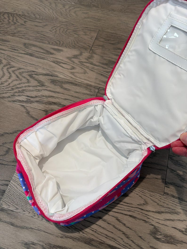 Bolsa de almuerzo floral personalizada para niños, lonchera con nombre bordado imagen 3