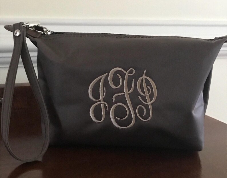 Custom Brown Nylon Wristlet Bag with Monogram Gifts for Her image 10
