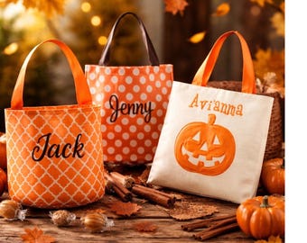 Personalized Halloween Tote Bag | Kids Trick-or-Treat Buckets