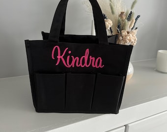 Shower Caddy Bag Graduation Gifts Multi Pocket Organizer Custom Name Embrodiery Black Canvas