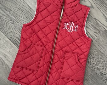 Ladies Custom Monogram Vest - Winter Jacket - Fleece Lined Outerwear  Puffy Vest - Monogrammed  Quilted Womens Vest Birthday Gift Her