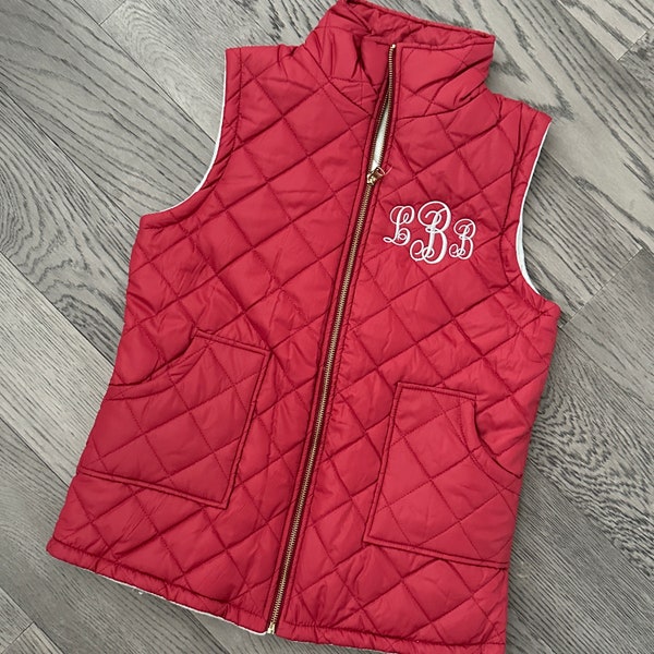 Best Friend Birthday Gift Custom Monogrammed Zip Up Puffer Vest for Women -Mother’s Day Gift  Personalized Quilted Jacket