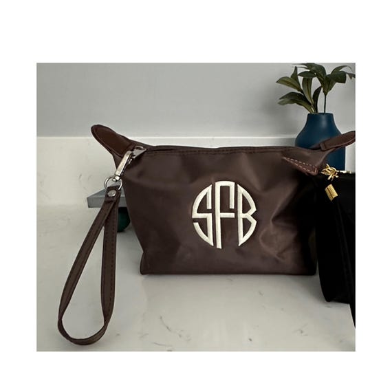 Small Travel Bag for Ladies Custom Name Brown Nylon Bag