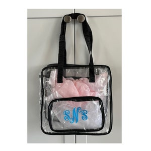 Clear stadium bag with monogram