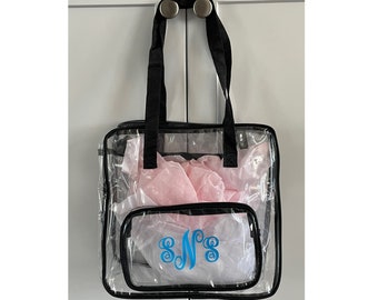 Monogram Clear Bag The Sports Fan Clear Totes Stadium Bags Personalized Bags Baseball Football Basketball Graduations