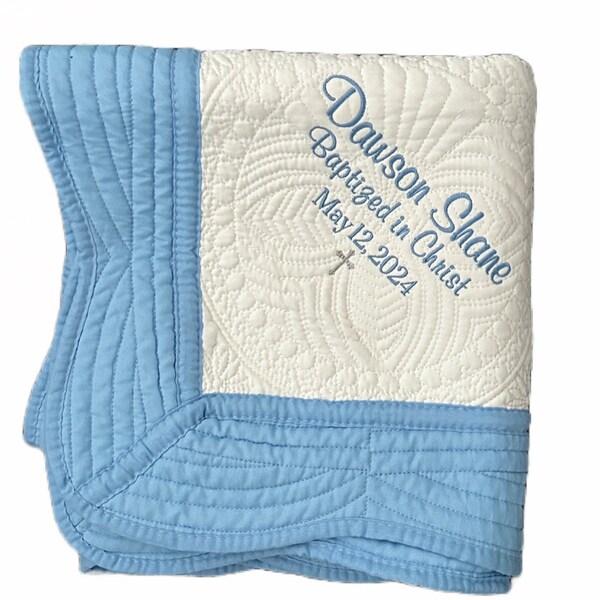 Baby Boy Baptismal Quilt Etsy