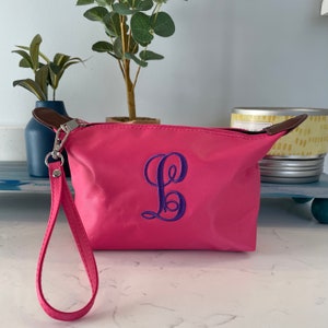 Pink Nylon Wristlet Clutch Monogram Gifts for Her Monogrammed Bag