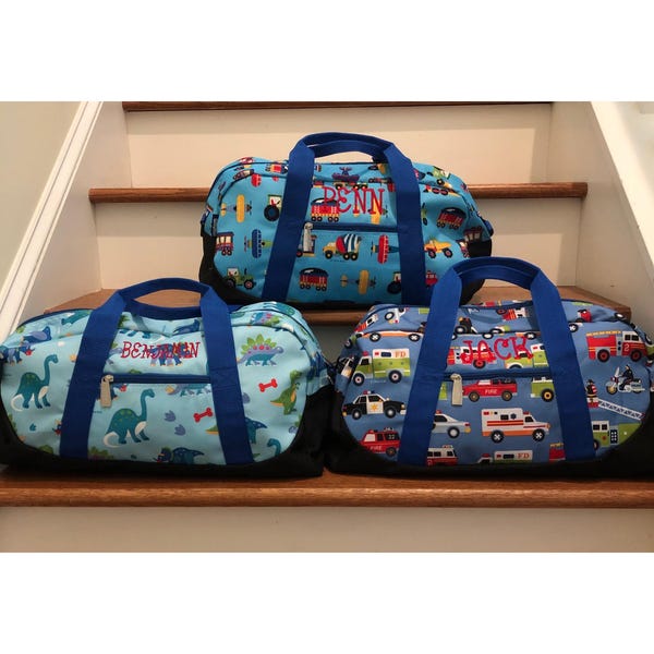 Monogrammed Kids Duffle Bag: Wildkin Pattern, Personalized Travel Bag