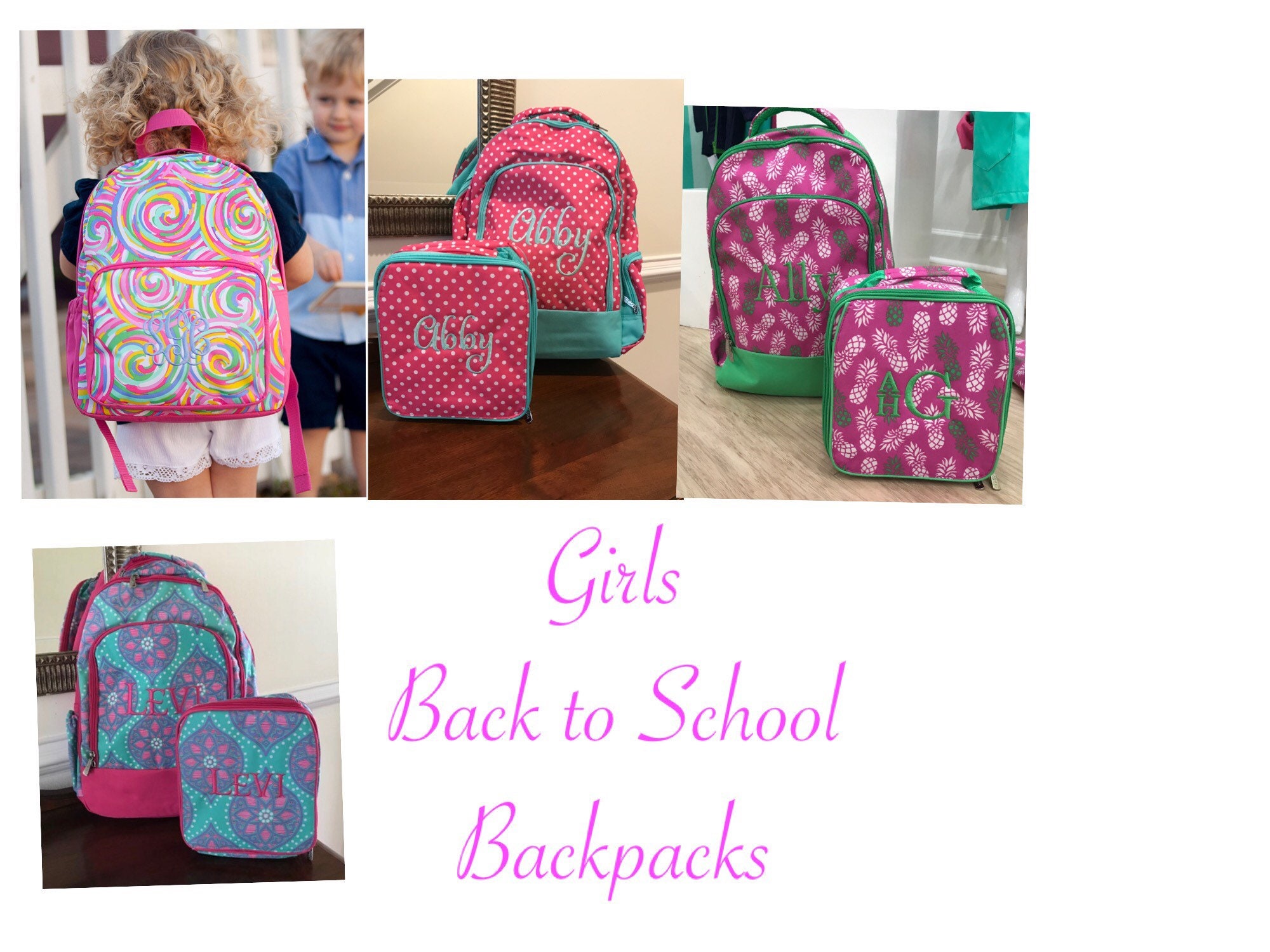 cute monogram backpacks
