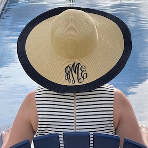 Custom Monogram Floppy Hat Personalized Sun Hat Women's Beach Hat Monogrammed Kentucky Derby Hat, Bachelorette Party Hats zdjęcie 6