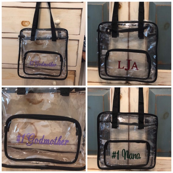 Bolsas transparentes con monogramas aprobadas para estadios de futbol bolsas de mano para conciertos bolsas transparentes para viajes en avion Etsy Mexico