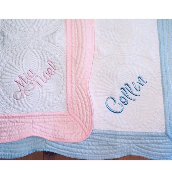 Personalized Baby Name Blanket Monogram Baby Quilt New Born Baby