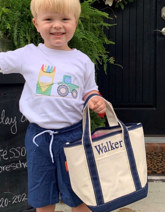 Kids Canvas Beach Bag Personalized Blue Beach Tote Tote Small Canvas Bags With Name Beach Trip Gifts Etsy UK