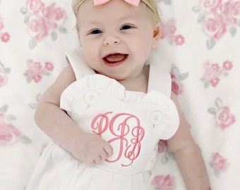 Monogram Ruffle Sunsuit Monogram Ruffle Romper Girls Summer Sunsuit Ruffle Monogram Romper, Monogrammed Ruffle Romper Girls Romper Summer