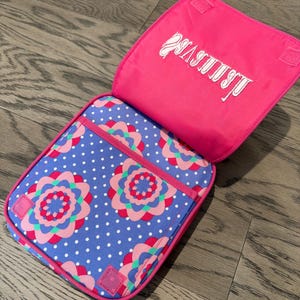 Bolsa de almuerzo floral personalizada para niños, lonchera con nombre bordado imagen 4