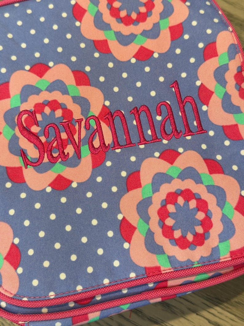 Bolsa de almuerzo floral personalizada para niños, lonchera con nombre bordado imagen 18