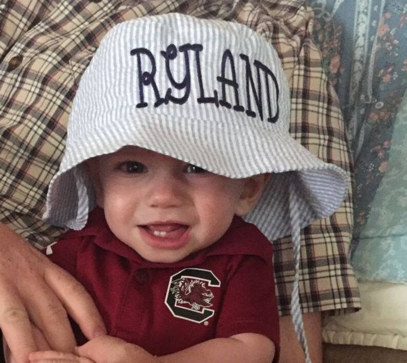 Monogram Baby Girl Bucket Hat Shower Gift Infant Sun Hats Etsy