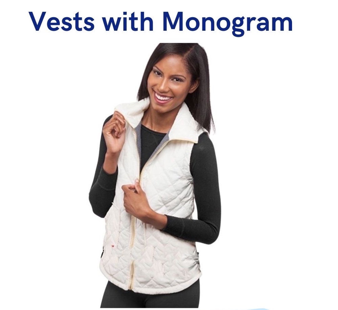Monogrammed Quilted Preppy Vest Jacket Monogram Puffy Vest -  Israel