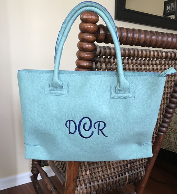 Leather tote deals bag monogram