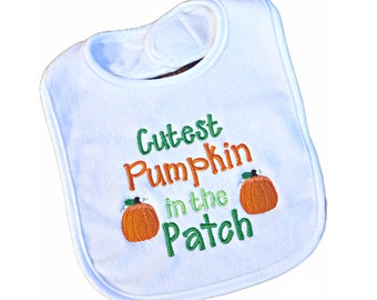 Baby First Halloween Custom Baby Bib October Gender Reveal Gifts Halloween Baby Bib Orange Pumpkin